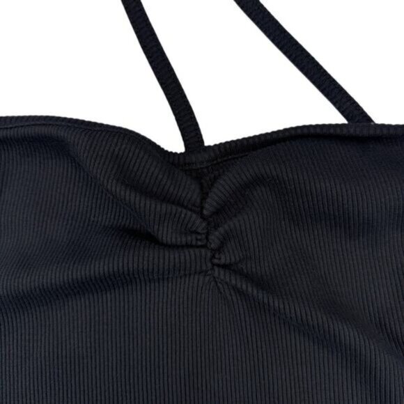 Agolde Lola Gathered Front Ruched Bodice Ribbed Tank In Black Small - Picture 6 of 8